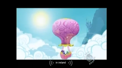 Size: 639x356 | Tagged: safe, edit, edited screencap, screencap, spike, twilight sparkle, dragon, pony, unicorn, g4, caption, fail, female, hot air balloon, intro, ireland, male, mare, opening, twinkling balloon, youtube caption