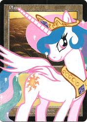 Size: 569x800 | Tagged: safe, artist:feather, princess celestia, alicorn, pony, g4, female, magic the gathering, princess, solo