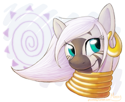 Size: 871x710 | Tagged: safe, artist:meganium, zecora, pony, zebra, g4, alternate hairstyle, bust, female, portrait, solo