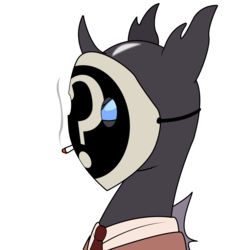 Size: 1200x1200 | Tagged: safe, artist:aaronmk, changeling, crossover, mask, profile, simple background, solo, spy, spy (tf2), team fortress 2, team stable 2, transparent background