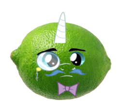 Size: 800x670 | Tagged: safe, artist:detectivebuddha, fancypants, g4, 1000 hours in ms paint, facial hair, food transformation, frown, horn, lime, male, monocle, moustache, necktie, needs more jpeg, simple background, solo, transparent background, wat