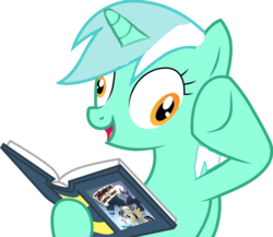 Size: 960x832 | Tagged: safe, artist:detectivebuddha, lyra heartstrings, g4, derp, reading, simple background, transparent background