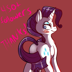 Size: 500x500 | Tagged: safe, artist:clockworkquartet, rarity, pony, unicorn, g4, blushing, butt, female, mare, plot, simple background, solo