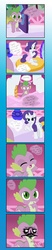 Size: 623x3000 | Tagged: safe, artist:pyruvate, rarity, spike, g4, bloodshot eyes, carousel boutique, comic, implied shipping, implied sparity, implied straight, me gusta, towel, undressing, we don't normally wear clothes