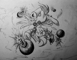 Size: 1148x889 | Tagged: safe, artist:discommunicator, oc, oc only, bomb, traditional art