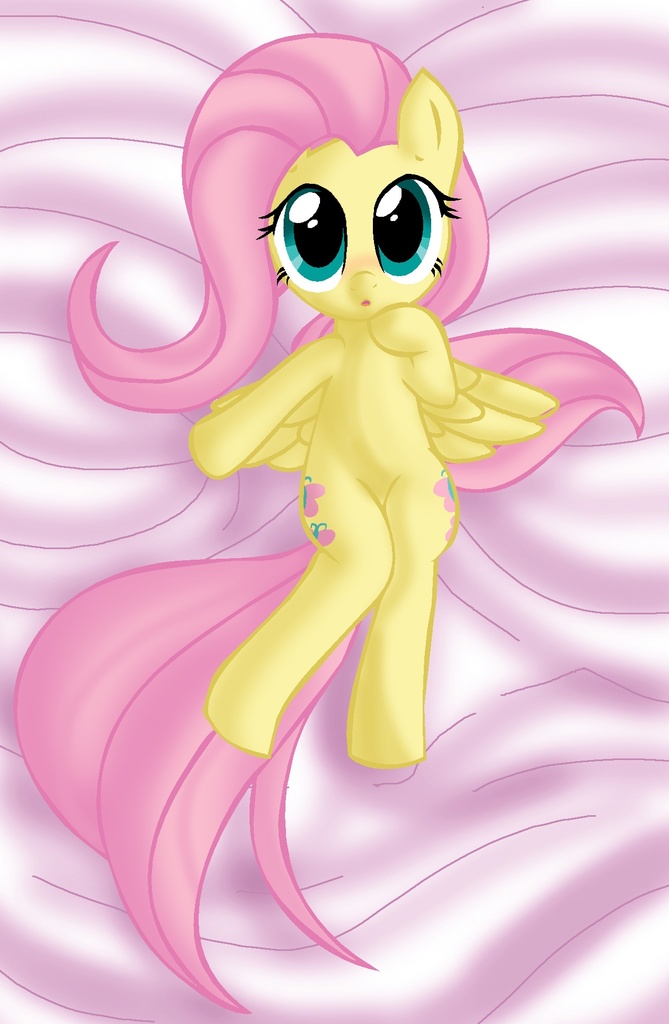 Safe Artist Pyruvate Fluttershy Pegasus Pony Bed Female Mare On Back Solo