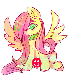 Size: 800x900 | Tagged: safe, artist:clockworkquartet, fluttershy, oc, oc:futashy, pegasus, pony, g4, censored, collar, futa, futa fluttershy, intersex, pet tag, solo