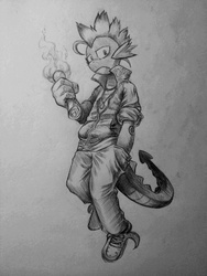 Size: 960x1280 | Tagged: safe, artist:discommunicator, spike, dragon, anthro, g4, male, traditional art
