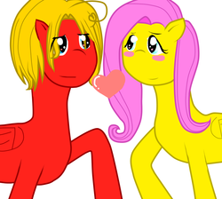 Size: 968x869 | Tagged: safe, artist:allitalianrejects, fluttershy, g4, canada, female, heart, hetalia, male, ponified, shipping, simple background, straight, white background