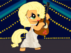 Size: 1920x1440 | Tagged: safe, artist:drefsab, applejack, earth pony, pony, g4, 80s, bipedal, dolly parton, female, guitar, solo