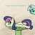 Size: 1000x1000 | Tagged: safe, artist:speccysy, bon bon, lyra heartstrings, sweetie drops, earth pony, pony, unicorn, g4, abstract background, duo, female, lyra is not amused, mare, planking, unamused