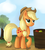 Size: 2560x2828 | Tagged: safe, artist:kalinavita, applejack, earth pony, pony, g4, female, high res, mare, raised hoof, solo, tree