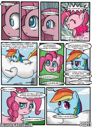 Size: 800x1100 | Tagged: safe, artist:speccysy, pinkie pie, rainbow dash, comic:sight for really sore eyes, g4, comic, female, lesbian, mare, pinkamena diane pie, shipping