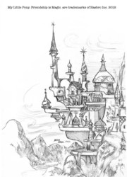Size: 785x1092 | Tagged: safe, artist:baron engel, g4, canterlot, grayscale, monochrome, pencil drawing, scenery, traditional art