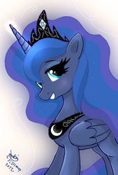 Size: 810x1200 | Tagged: safe, artist:joakaha, princess luna, alicorn, pony, g4, female, looking at you, mare, solo