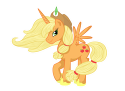 Size: 1100x800 | Tagged: safe, artist:pvt-llama, applejack, alicorn, pony, g4, alicornified, applecorn, female, race swap, simple background, solo, transparent background