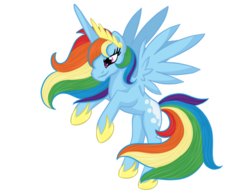 Size: 800x620 | Tagged: safe, artist:pvt-llama, rainbow dash, alicorn, pony, g4, alicornified, female, race swap, rainbowcorn, simple background, solo, transparent background