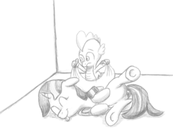 Size: 1030x800 | Tagged: safe, artist:paucity-luxuriance, spike, twilight sparkle, g4, sleeping