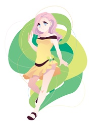 Size: 2400x3300 | Tagged: safe, artist:efrondarabbit, fluttershy, human, g4, clothes, dress, female, high res, humanized, solo