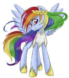 Size: 800x900 | Tagged: safe, artist:silbersternenlicht, rainbow dash, pegasus, pony, g4, female, laurel wreath, mare, simple background, solo, white background