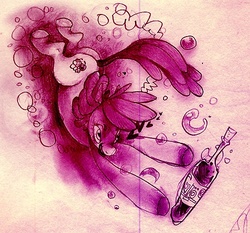 Size: 500x465 | Tagged: safe, artist:muura, berry punch, berryshine, earth pony, pony, g4, alcohol, bottle, drunk, female, mare, purple coat, purple eyes, purple fur, purple hair, purple mane, purple pony, purple tail, solo, tail, wine, wine bottle