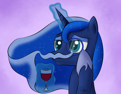 Size: 1500x1165 | Tagged: safe, artist:daviez20, artist:mrdaviez, princess luna, pony, g4, alcohol, facial hair, female, like a sir, monocle, moustache, solo, wine