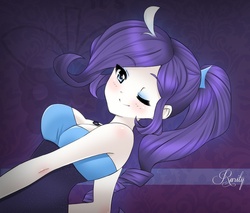 Size: 800x680 | Tagged: safe, artist:framboosi, rarity, human, g4, female, humanized, one eye closed, pony coloring, solo
