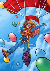 Size: 600x848 | Tagged: safe, artist:gomigomipomi, pinkie pie, human, g4, humanized, parachute, skydive, skydiving