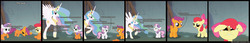 Size: 4350x750 | Tagged: safe, artist:ivanpqwerty, apple bloom, princess celestia, scootaloo, sweetie belle, earth pony, pegasus, pony, unicorn, princess molestia, g4, abuse, applebuse, child abuse, clothes, comic, cutie mark crusaders, female, filly, imminent foalcon, implied foalcon, innuendo, jumpsuit, mare, prison, prison outfit, scootabuse, sweetiebuse