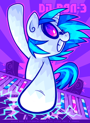 Size: 583x800 | Tagged: safe, artist:anjila, dj pon-3, vinyl scratch, pony, unicorn, g4, female, glasses, mare, mixing console, solo