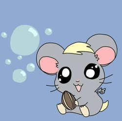 Size: 500x493 | Tagged: safe, derpy hooves, pegasus, pony, g4, bubble, crossover, cute, derpabetes, female, hamtaro, mare, solo