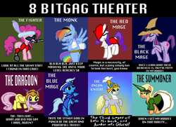 Size: 1024x743 | Tagged: safe, artist:tx2, applejack, derpy hooves, fluttershy, pinkie pie, rainbow dash, rarity, trixie, twilight sparkle, pegasus, pony, g4, 8-bit theater, female, final fantasy, mare