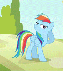 Size: 300x338 | Tagged: safe, screencap, rainbow dash, pegasus, pony, g4, season 2, the mysterious mare do well, animated, camera flashes, cropped, female, mare, offscreen character, pose, solo