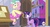 Size: 640x350 | Tagged: safe, screencap, fluttershy, twilight sparkle, pegasus, pony, unicorn, a canterlot wedding, g4, my little pony: friendship is magic, season 2, bridesmaid dress, bridesmaid fluttershy, clothes, dress, female, flutterbeautiful, gown, hub logo, mare, playing with dress, unicorn twilight, youtube caption