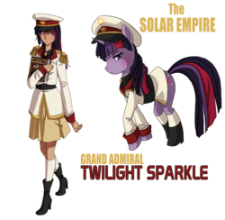 Size: 2180x2129 | Tagged: dead source, safe, artist:the-orator, twilight sparkle, human, g4, admiral, clothes, high res, humanized, niccolò machiavelli, simple background, skirt, solar empire, the prince, transparent background, uniform