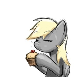 Size: 750x750 | Tagged: safe, artist:atticus83, derpy hooves, pegasus, pony, g4, female, mare, muffin, solo, that pony sure does love muffins