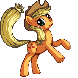 Size: 300x300 | Tagged: safe, artist:pix3m, applejack, earth pony, pony, g4, female, gif, mare, non-animated gif, pixel art, rearing, simple background, solo, transparent background