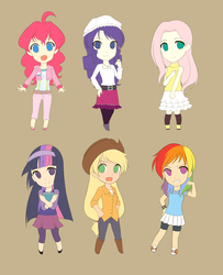 Size: 1280x1580 | Tagged: safe, artist:mirakurunaito, applejack, fluttershy, pinkie pie, rainbow dash, rarity, twilight sparkle, human, g4, clothes, converse, female, humanized, mane six, shoes, simple background, skirt