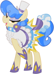 Size: 2000x2700 | Tagged: safe, artist:equestria-prevails, sapphire shores, earth pony, pony, g4, clothes, eyeshadow, female, hat, high res, hoof shoes, lidded eyes, makeup, mare, open mouth, raised hoof, simple background, solo, transparent background