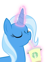 Size: 1500x2000 | Tagged: safe, artist:equestria-prevails, trixie, pony, unicorn, g4, drinking, eyes closed, female, magic, mare, simple background, smoothie, solo, transparent background
