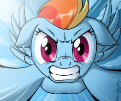 Size: 894x745 | Tagged: safe, artist:brianblackberry, rainbow dash, pegasus, pony, g4, angry, close-up, crying, ears back, female, it's coming right at us, looking at you, mare, solo, speed