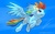 Size: 694x427 | Tagged: safe, artist:bioniclegahlok, rainbow dash, pegasus, pony, g4, female, flying, mare, solo