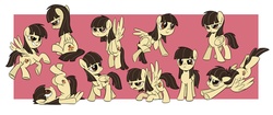 Size: 1500x632 | Tagged: safe, artist:sibsy, wild fire, pegasus, pony, g4, abstract background, dreamworks face, expressions, female, flying, grin, mare, on back, self portrait, sibsy, sitting, sketch, sketch dump, smiling, solo, unamused, wild fire is not amused