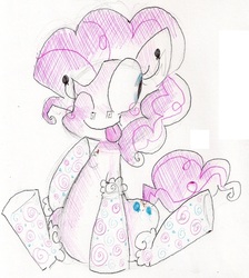 Size: 933x1039 | Tagged: safe, artist:krystalflamingo, pinkie pie, earth pony, pony, g4, clothes, female, mare, simple background, sitting, socks, solo, tongue out, traditional art