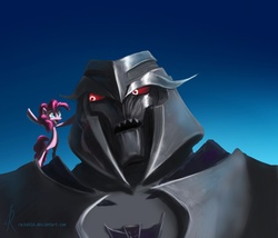 Size: 1280x1095 | Tagged: safe, artist:grissaecrim, pinkie pie, g4, crossover, hot nuts, megatron, transformers, transformers prime