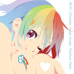 Size: 600x600 | Tagged: safe, artist:mirakurunaito, rainbow dash, human, g4, female, humanized, k-on, misleading thumbnail, parody, solo