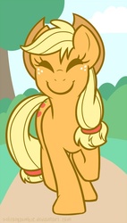 Size: 395x697 | Tagged: safe, artist:solitaryzombie, applejack, earth pony, pony, g4, eyes closed, female, mare, smiling, solo