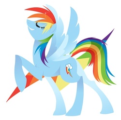 Size: 573x570 | Tagged: safe, artist:kilo, rainbow dash, pegasus, pony, g4, eyes closed, female, raised hoof, solo