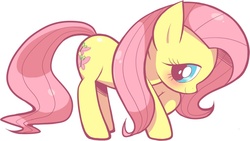 Size: 818x461 | Tagged: safe, artist:delico, artist:gekiamana, artist:sakikoamana, artist:sakikoxsakiko, fluttershy, pony, g4, blushing, cute, female, mare, shyabetes, simple background, solo, white background, wingless