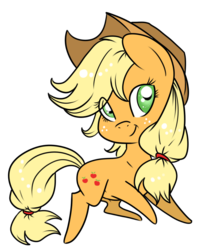 Size: 800x978 | Tagged: safe, artist:rannarbananar, applejack, earth pony, pony, g4, chibi, female, mare, simple background, solo, transparent background